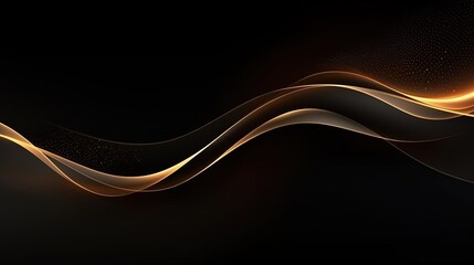 Fototapeta premium Abstract golden wave on black background.