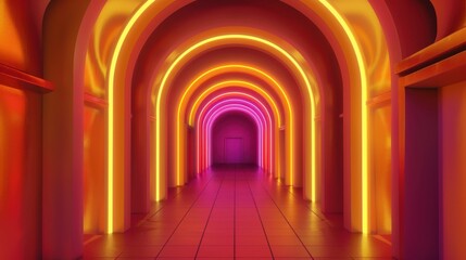 A retro neon background with classic shapes and a warm color palette, evoking a nostalgic and stylish atmosphere