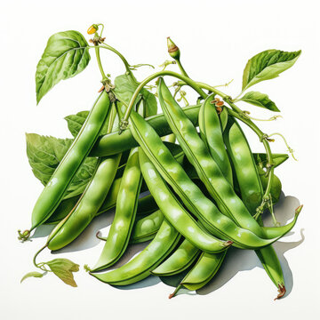 recommend clip art: Watercolor Green bean, clipart Illustration, Generative Ai