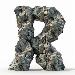 Stone R. Capital Letter Concept in 3D with Rustic Typography Design on Rocky Background