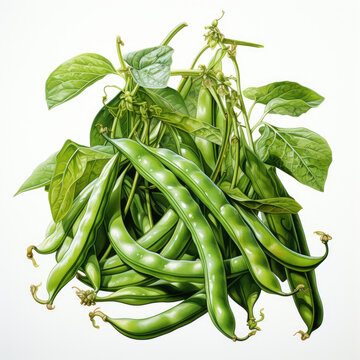 recommend clip art: Watercolor Green bean, clipart Illustration, Generative Ai