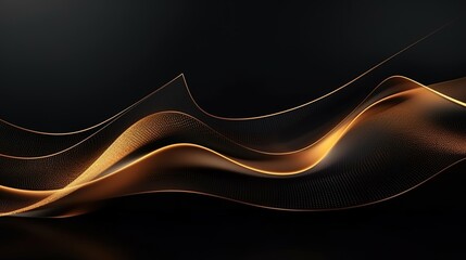 Abstract dark background with golden wave.