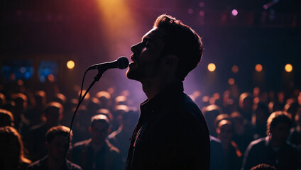 Nighttime dance party with a lively crowd, vibrant lights, and energetic music at a dynamic concert