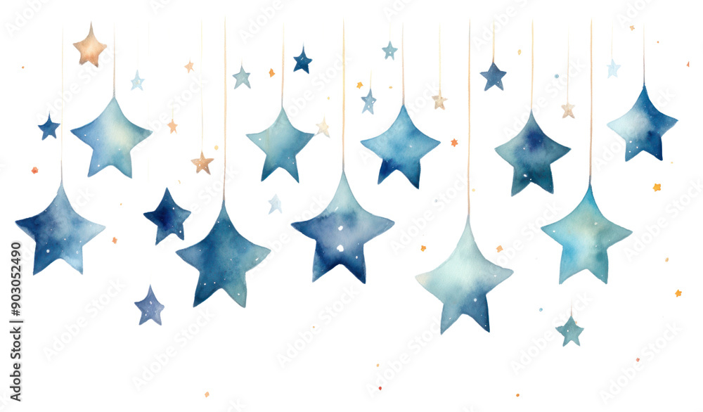 Wall mural png stars hanging illuminated celebration.