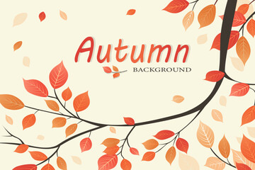 Autumn themed background vector illustration with the word 