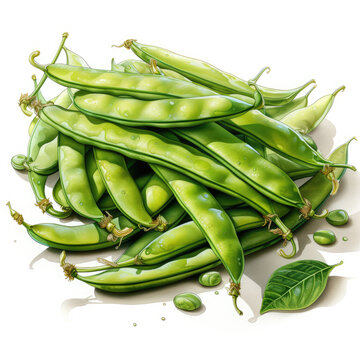 recommend clip art: Watercolor Green bean, clipart Illustration, Generative Ai