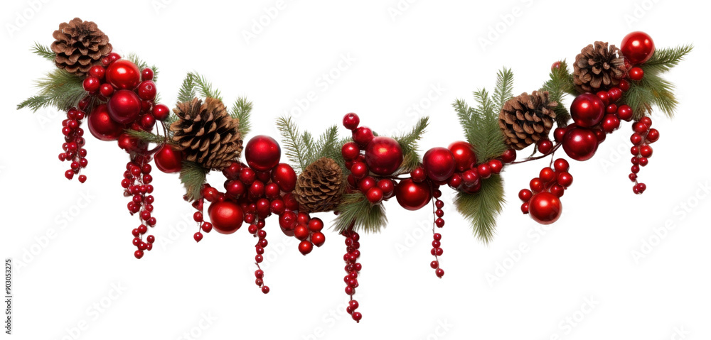 Sticker png christmas garland christmas plant white background.