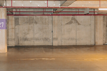 Empty parking lot with dim light