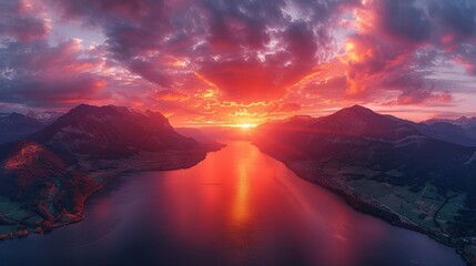 Drone View of Majestic Mountain Lake
