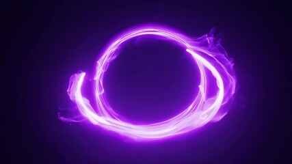 Purple circular light trail with glowing smoke