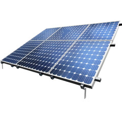 Modern Solar Panel Installation on Metal Stand with Blue Cells for Clean Energy Generation