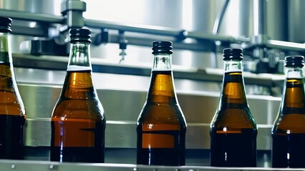 Bottling Process of Craft Beers at a Local Brewery in Autumn Season