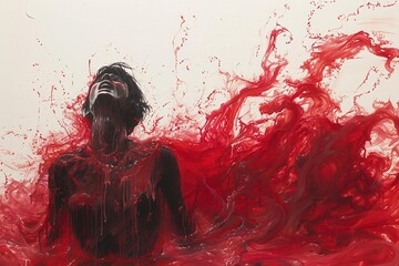 Obraz premium Abstract Red and Black Artwork.