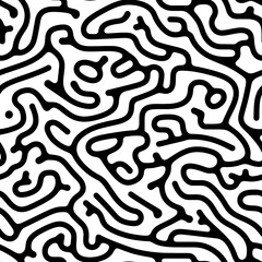 Seamless abstract pattern with curved lines, a maze. Design for fabric, Wallpaper, and cards . Monochrome ornament on a white background.