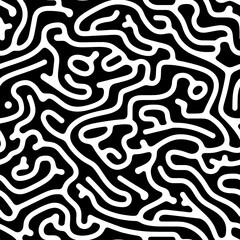 Seamless abstract pattern with curved lines, a maze. Design for fabric, Wallpaper, and cards . Monochrome ornament on a white background.