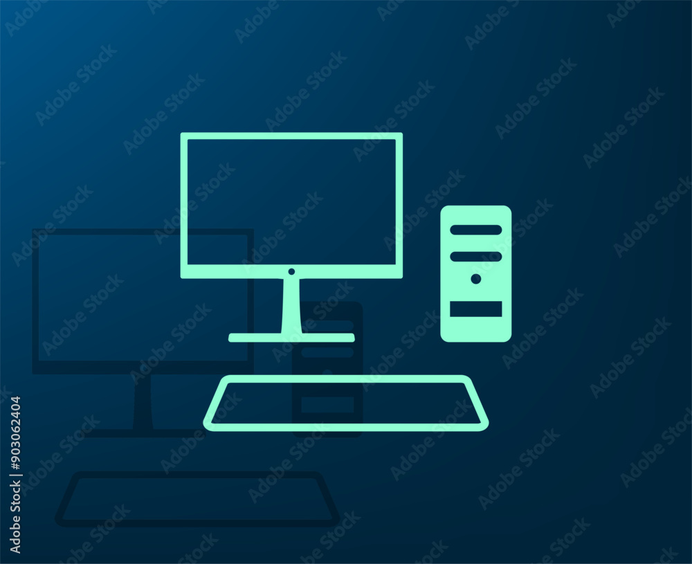 Poster vector illustration with shadow on blue background with gradient