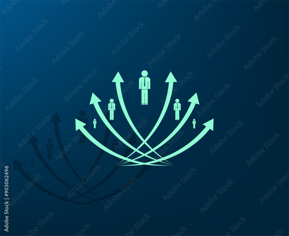 Poster vector illustration with shadow on blue background with gradient