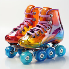 Watercolor Roller Skates, clipart Illustration, Generative Ai