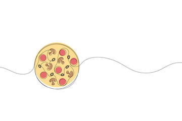 Pizza hand drawn one line. Art line minimalistic vector illustration.