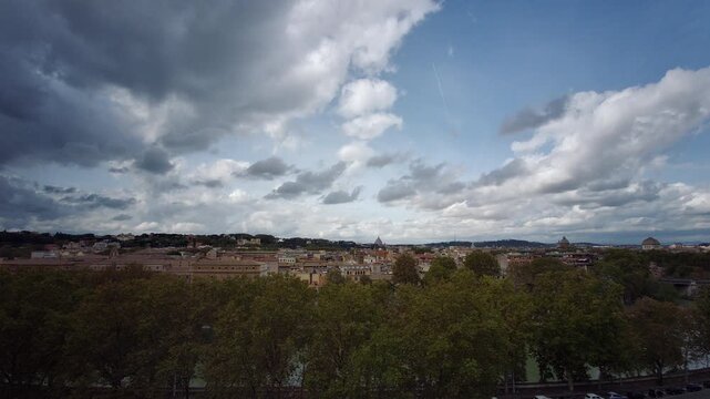 Orange Garden on the Aventine Hill in Rome panorama of the city. High quality 4k footage