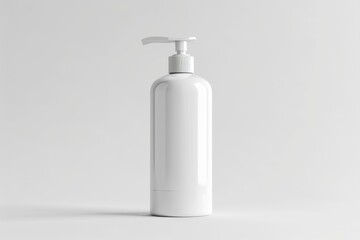 Minimalist White Cosmetic Foam Pump Bottle on Plain Gray Background - Product Mockup for Beauty, Skincare, and Packaging Design