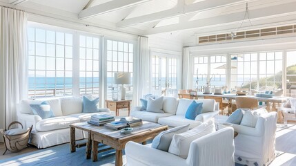 Coastal Living Room with Ocean View