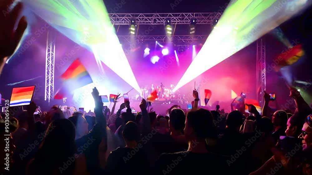 Wall mural Celebrating Pride at a Live Concert in the Heart of the City at Night