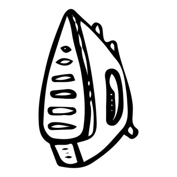recommend clip art: Iron hand drawn doodle. Object for ironing clothes. Electrical appliance. Smoothing out wrinkles. Laundry room. Vector outline line art illustration.