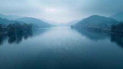 Drone View of Majestic Mountain Lake
