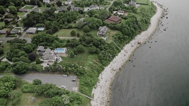 New York NY Long Island Beach Cloudy Summer Afternoon Aerial 06