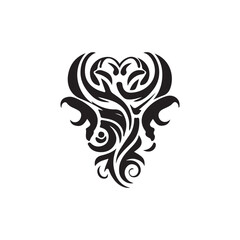 Neo tribal tattoo gothic cyber body ornament vector, logo, icon, silhouette, doddle design black and white 