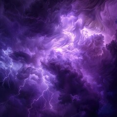 Lightening Texture. Surreal Purple Storm in Lilac Rain Abstract Background