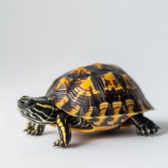 Fototapeta premium Hyperrealistic full shot natural look vivid color tonality photo of Turtle isolated on a white 