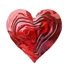 Abstract Heart with Swirled Red, Pink, and White Patterns and Glossy Surface