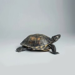 Obraz premium Hyperrealistic full shot natural look vivid color tonality photo of Turtle isolated on a white 