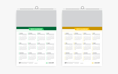 2025 one page calendar design template 