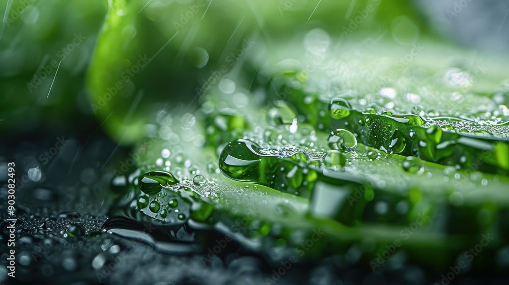 Poster a detailed macro shot capturing the freshness of cucumber slices covered in water droplets, highligh