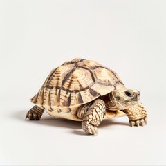 Hyperrealistic full shot natural look vivid color tonality photo of Turtle isolated on a white