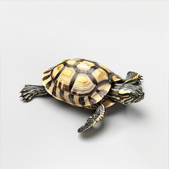 Obraz premium Hyperrealistic full shot natural look vivid color tonality photo of Turtle isolated on a white 