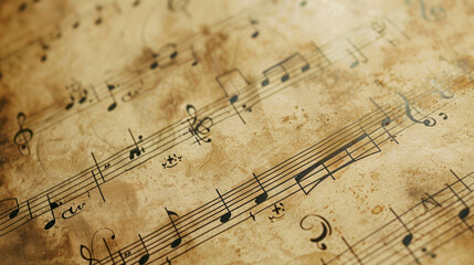 Sheet music displaying musical notes for a composition in an artistic setting