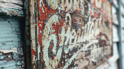 Fototapeta premium Vintage Sign with Faded Paint and Text