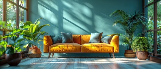 Blended work scenario with a laptop and a yoga mat, balanced lifestyle, integrating work and wellness