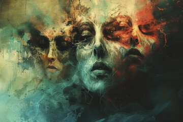 multiple faces in smoke