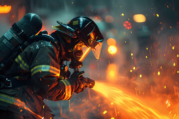 firefighter putting out a fire