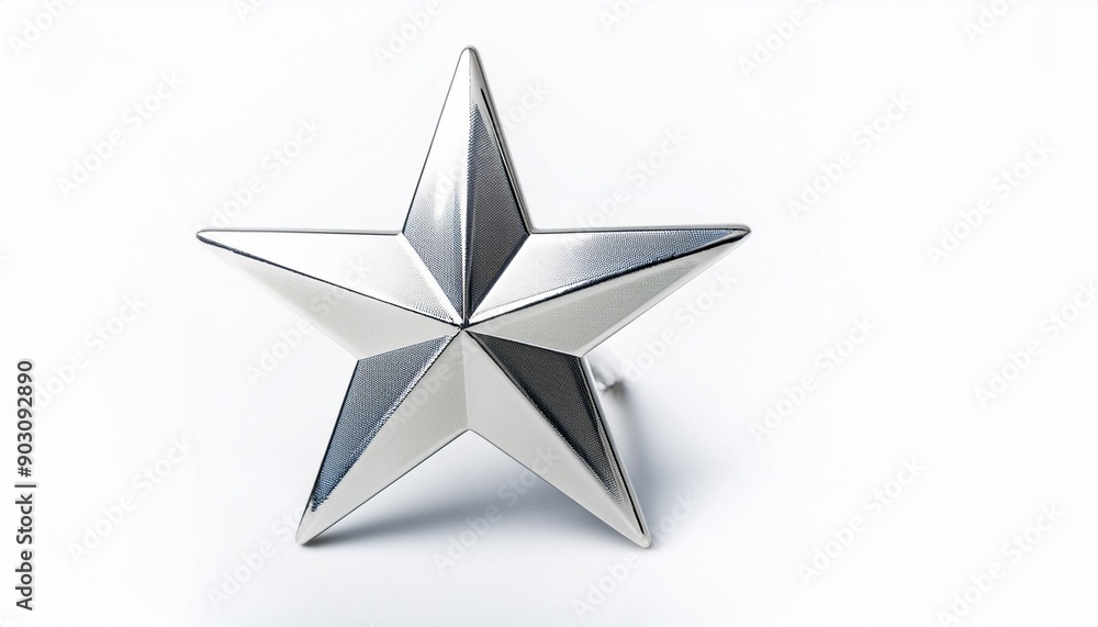 Wall mural silver star isolated over white background