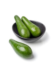 Avocado Isolated, Whole Avokado, Green Avocados Slice, Fresh Alligator Pear, Long Avocado Fruit