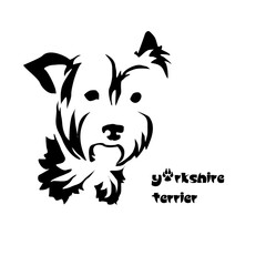 Stylized Yorkshire Terrier. Vector drawing of a small dog. Gestalt animal design