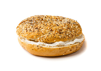 Bagel, Round Bread Bun, Wheat Bakery with Grains And Seeds for Breakfast, Plain Circle Bagel Bread