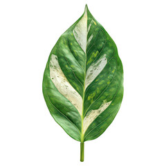 Detailed Close-Up Photograph of a Variegated Green Leaf