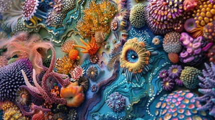 Obraz premium Textured Coral Reef Artwork